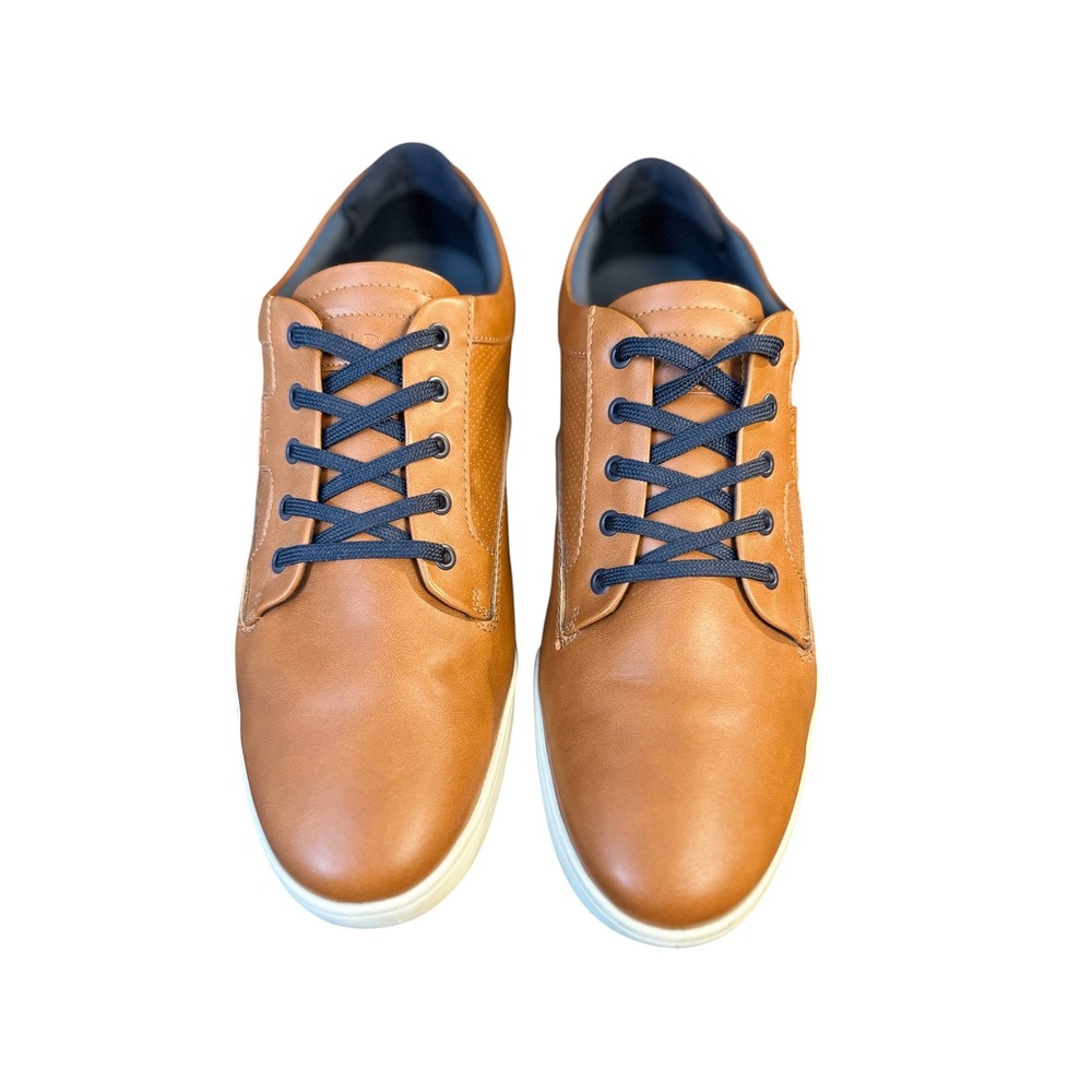 Aldo Mens Flex Leather Sneakers 12 Brown Lace Up‎ Oxford Casual Comfort Shoes - Picture 4 of 11